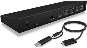 img 4 attached to 🔌 Triple Video Output Docking Station with 60W Power Delivery - ICY BOX Type-C or Type-A for Notebook, Laptop, PC (3X HDMI, 6X USB Ports, 2X DisplayPorts, Gigabit LAN, Audio)