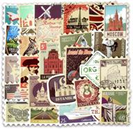 🌴 honch vinyl vintage stamp stickers: 50 pcs retro travel stickers suitcase pack logo