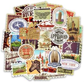 img 3 attached to 🌴 Honch Vinyl Vintage Stamp Stickers: 50 Pcs Retro Travel Stickers Suitcase Pack