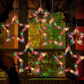 img 1 attached to 🌟 Star Christmas Window String Lights: Outdoor 8.8 Ft. 6 Drops 100 Mini Bulbs - Connectable Star Icicle Fairy Curtain Lights - Plug in for Xmas Indoor Decorations - Stackable Plug