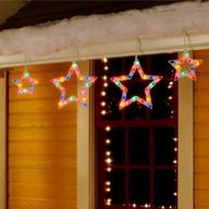 🌟 star christmas window string lights: outdoor 8.8 ft. 6 drops 100 mini bulbs - connectable star icicle fairy curtain lights - plug in for xmas indoor decorations - stackable plug логотип