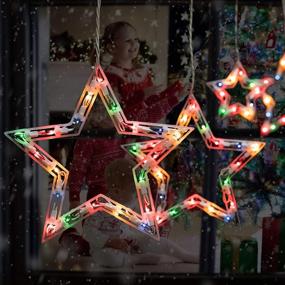 img 3 attached to 🌟 Star Christmas Window String Lights: Outdoor 8.8 Ft. 6 Drops 100 Mini Bulbs - Connectable Star Icicle Fairy Curtain Lights - Plug in for Xmas Indoor Decorations - Stackable Plug