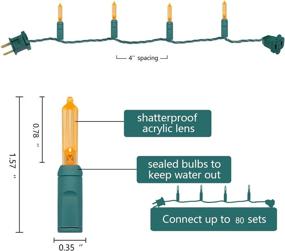 img 2 attached to 🎃 17 футов 50-штук Оранжевых светодиодных мини-гирлянд с зеленым проводом, сертифицированные UL водонепроницаемые мини светодиодные рождественские огни T5 Clear для использования внутри и снаружи на Рождественской ёлке, свадьбе, Хэллоуине.