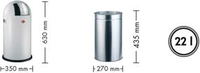 img 2 attached to 🗑️ WESCO Pushboy Junior 5.8-Gallon Silver Trash Can - German Designed, Powder Coated Steel - Buy Now!