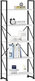 img 4 attached to 📚 YITAHOME 5-Tier Classically Modern Bookshelf for Living Room/Home/Office, White Book Rack & Storage Shelves, Organizer for Books/Movies