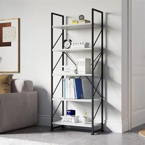 img 2 attached to 📚 YITAHOME 5-Tier Classically Modern Bookshelf for Living Room/Home/Office, White Book Rack & Storage Shelves, Organizer for Books/Movies