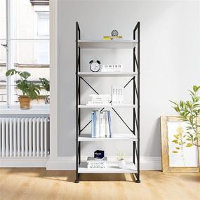 img 1 attached to 📚 YITAHOME 5-Tier Classically Modern Bookshelf for Living Room/Home/Office, White Book Rack & Storage Shelves, Organizer for Books/Movies