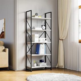 img 3 attached to 📚 YITAHOME 5-Tier Classically Modern Bookshelf for Living Room/Home/Office, White Book Rack & Storage Shelves, Organizer for Books/Movies