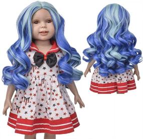 img 3 attached to 🎀 MUZI WIG Doll Hair Wig for 18-inch Dolls - Blue Curly Heat Resistant Doll Wigs, Perfect Gift for Girls