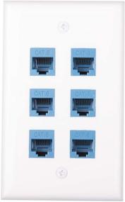 img 2 attached to IGreely Ethernet Wall Plate - 6 Port Female To Female Decorative Faceplate Cat6 Keystone Jack Wall Plate Compatible With Cat7/6/6E/5/5E Ethernet Devices White Wall Plate With Blue Ethernet Keystone