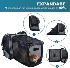 img 2 attached to 🐱 Expandable Cat Backpack Carrier – Petsfit | Ventilated Dog Backpacks with Fleece Mat | Portable Pet Travel Backpack for Hiking & Camping | Holds Pets Up to 15 lbs