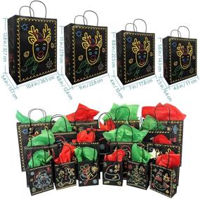 img 3 attached to 🎁 Bulk Christmas Bags Assorted with Tissue Papers, Name Tags, and Glow in the Dark Design - 54pcs, 18 Bags, 8 Unique Designs, Luminous Christmas Wrap Bags with Handle for Party - Includes 18 Red & Green Tissue Papers