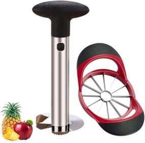 img 4 attached to 🍍 Premium Apple Pineapple Slicer Corer Set - Stainless Steel 12-Blade Apple Cutter Divider & Pineapple Peeler Corer Slicer Tool - 2 Pack