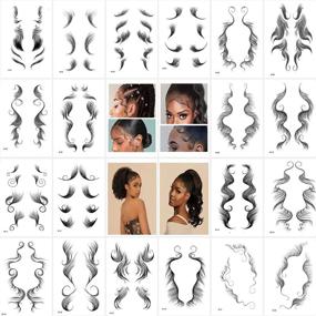 img 4 attached to 👶 20 Sheets Baby Hair Tattoo Stickers - 20 Styles Tattoo Edges for Hair | Fake Hairline Stickers - Temporary Waterproof Lasting Curly Hair | DIY Salon Hairstyling Template Makeup Tool (7x 4.3inch)