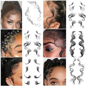 img 3 attached to 👶 20 Sheets Baby Hair Tattoo Stickers - 20 Styles Tattoo Edges for Hair | Fake Hairline Stickers - Temporary Waterproof Lasting Curly Hair | DIY Salon Hairstyling Template Makeup Tool (7x 4.3inch)