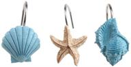 🌟 agptek 12 pcs fashion decorative home bathroom seashell shower curtain hooks - blue seashell, tan starfish, blue conch hooks logo