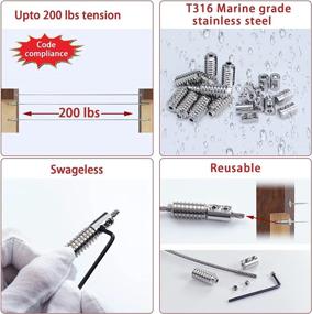 img 1 attached to 🔒 Muzata Invisible Swageless Cable Railing Kit: Lag Screw CableGenie System, T316 Stainless Steel, 10-Pack, Completely Hidden Design for Wood Posts, 1/8" Wire Rope, 5 Cable Line CB16, CL1 CG1