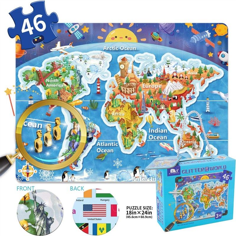 puzzle world map floor recognition 로고