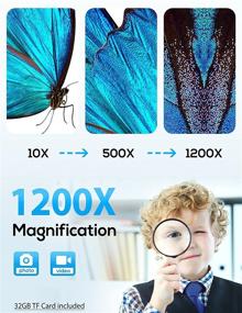 img 2 attached to 5-Inch Coin Microscope 1200X with 32GB SD Card, Leipan 1080P Wireless LCD Digital Microscope featuring 8 LED Lights, PC View, Photo/Video Capture for Kids and Adults. Compatible with Windows, iPhone, Android, and iPad.