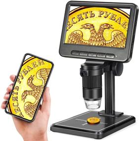 img 4 attached to 5-Inch Coin Microscope 1200X with 32GB SD Card, Leipan 1080P Wireless LCD Digital Microscope featuring 8 LED Lights, PC View, Photo/Video Capture for Kids and Adults. Compatible with Windows, iPhone, Android, and iPad.
