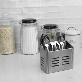 img 1 attached to 🍴 Streamline and Organize Your Kitchen with the Home Basics Dual Compartment Stainless Steel Draining Cutlery/Utensil Holder Organizer