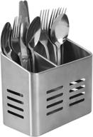 🍴 streamline and organize your kitchen with the home basics dual compartment stainless steel draining cutlery/utensil holder organizer логотип