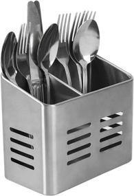 img 4 attached to 🍴 Streamline and Organize Your Kitchen with the Home Basics Dual Compartment Stainless Steel Draining Cutlery/Utensil Holder Organizer