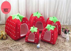 img 3 attached to 🍓 S-Lifeeling Autumn Winter Cute Pet Strawberry Ger Warm Dog Kennel/Cat House - Indoor Water Resistant Bed