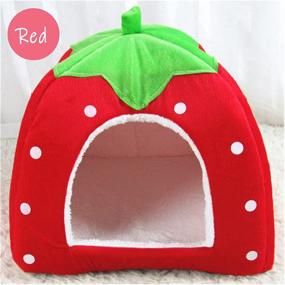 img 2 attached to 🍓 S-Lifeeling Autumn Winter Cute Pet Strawberry Ger Warm Dog Kennel/Cat House - Indoor Water Resistant Bed