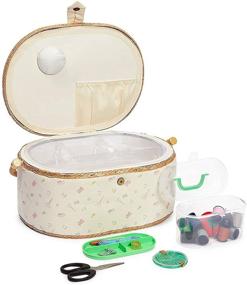 img 4 attached to Sewing Basket Organizer: Compact and Complete with Needles and Kit (13 x 9 x 6 In, 30 Pieces)