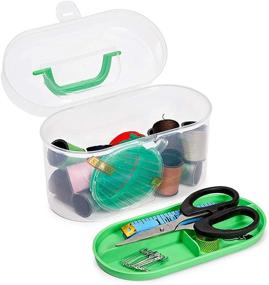 img 1 attached to Sewing Basket Organizer: Compact and Complete with Needles and Kit (13 x 9 x 6 In, 30 Pieces)