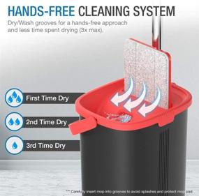 img 4 attached to 🧹 TETHYS Professional Home Floor Cleaning System: Flat Floor Mop and Bucket Set with Aluminum Handle, 2-Washable Microfiber Pads – Perfect Home + Kitchen Cleaner for Hardwood, Laminate, Tiles, Vinyl