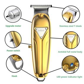 img 3 attached to 💇 VGR Professional Hair Liners Clippers for Men - Cordless Outlining Trimmer with T Blade, Gold Edition - Electric Beard Edger and Barber Haircut Kit - Ideal Gifts for Him