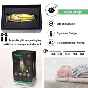 img 1 attached to 💇 VGR Professional Hair Liners Clippers for Men - Cordless Outlining Trimmer with T Blade, Gold Edition - Electric Beard Edger and Barber Haircut Kit - Ideal Gifts for Him