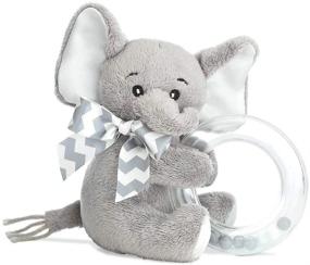 img 3 attached to Bearington Baby Lil' Spout Gray Elephant Shaker Toy Ring Rattle: Plush Stuffed Animal, 5.5 inches - Top Quality and Fun!