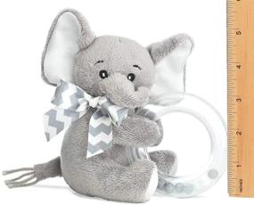 img 1 attached to Bearington Baby Lil' Spout Gray Elephant Shaker Toy Ring Rattle: Plush Stuffed Animal, 5.5 inches - Top Quality and Fun!