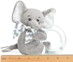 img 2 attached to Bearington Baby Lil' Spout Gray Elephant Shaker Toy Ring Rattle: Plush Stuffed Animal, 5.5 inches - Top Quality and Fun!