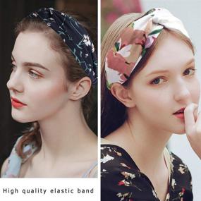 img 3 attached to Ahoney 10 Pack Boho Floral Headbands for Women - Cute Headbands with Cross Elastic Twisted Vintage Design - Hair Accessories for Women - Head Wrap Bands