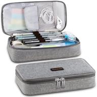 large capacity gray oxford cloth pencil case: organizer for school, office, pens, markers, makeup, and more! logo