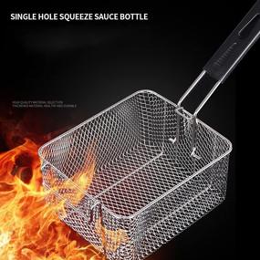 img 2 attached to Rubber Grip 🍟 Square Stainless Steel Fry Basket