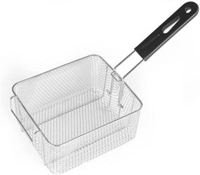 img 4 attached to Rubber Grip 🍟 Square Stainless Steel Fry Basket
