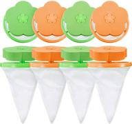 🌪️ efficient household washing machine lint catcher: hestya 8 piece reusable floating lint traps for hair filter, green and orange mesh bags logo