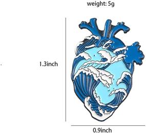 img 1 attached to 🌊 ROSTIVO Blue Ocean Waves Heart Enamel Pin for Backpacks: Stylish Pins for Men, Women, Boys & Girls - Ideal for Hat or Bag