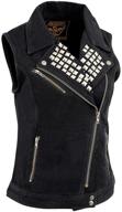 π» black denim vest for women: milwaukee leather mdl4030 with zipper front and studded spikes logo