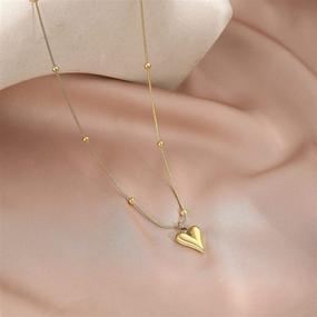 img 3 attached to 💖 Delicate 18K Gold Plated LYNMOS Heart Necklace - Cute Pendant Jewelry, Ideal Gift for Women and Girls, 16"+2" Length