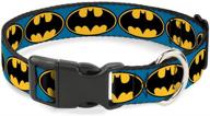 🐶 buckle-down dog collar plastic clip bat signal 3: blue, black, yellow options with adjustable sizes for small, medium, and large dogs - enhance your pet's style and safety! logo