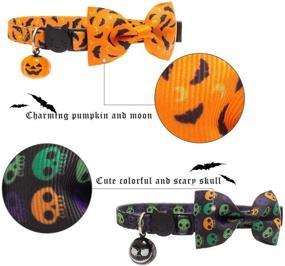 img 1 attached to PUPTECK Skull Cat Collar: A Stylish and Safe 2-Pack with Bowtie and Bell for Your Feline Companion