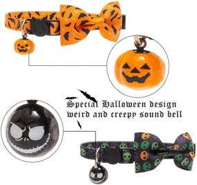 img 2 attached to PUPTECK Skull Cat Collar: A Stylish and Safe 2-Pack with Bowtie and Bell for Your Feline Companion