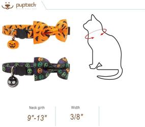 img 3 attached to PUPTECK Skull Cat Collar: A Stylish and Safe 2-Pack with Bowtie and Bell for Your Feline Companion