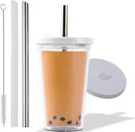 🥤 16 oz reusable boba cup for regular size bubble tea - leak proof design, angled straws and double wall insulation - ideal for satisfying your bubble tea cravings! logo